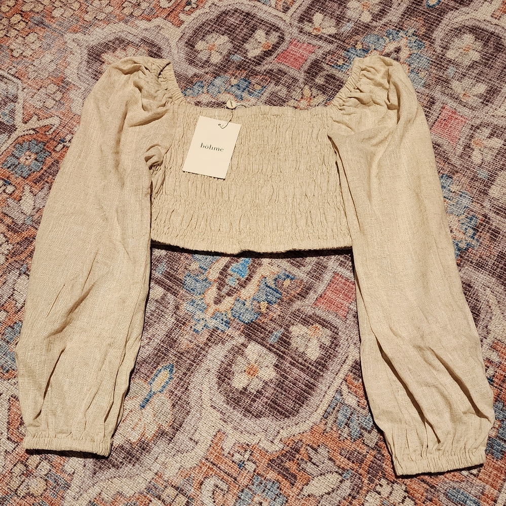 Bohme Natural Linen Stretchy Top